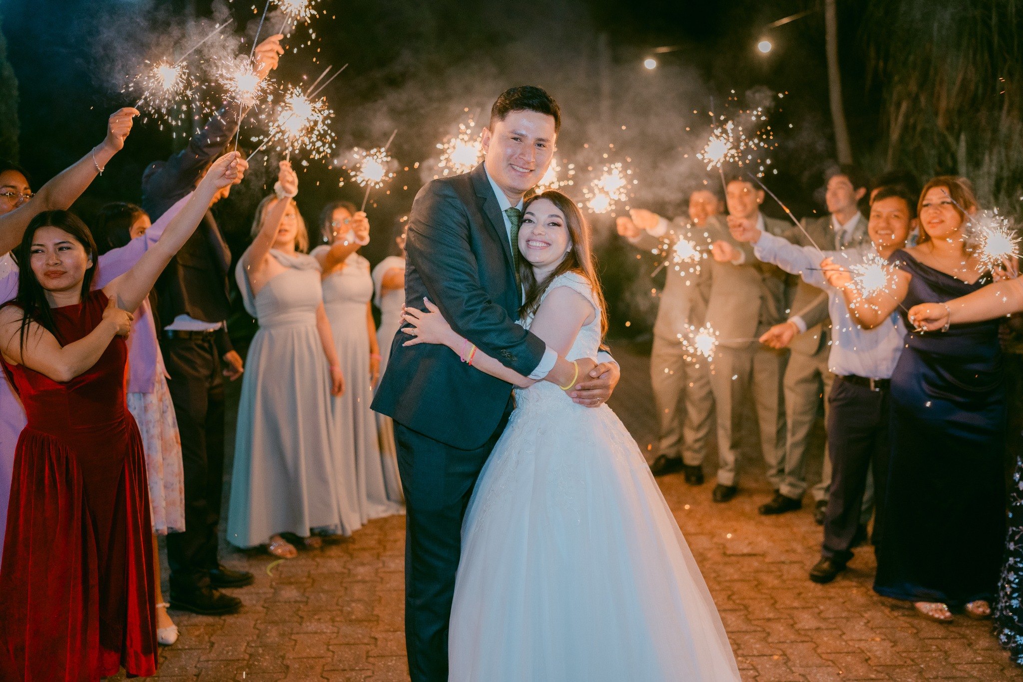 Ami and Jonhy sparkler exit