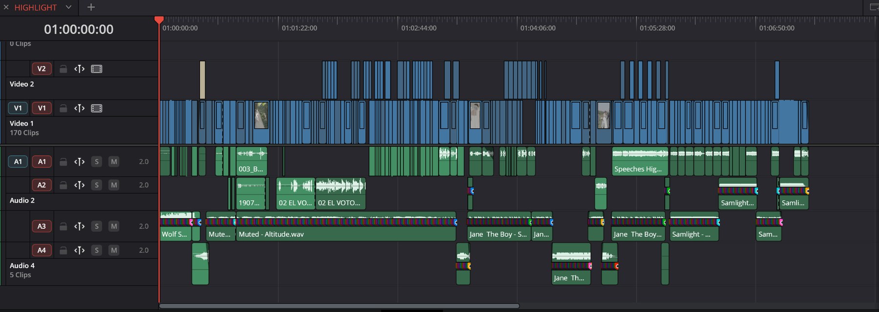 Full wedding highlight timeline in DaVinci Resolve
