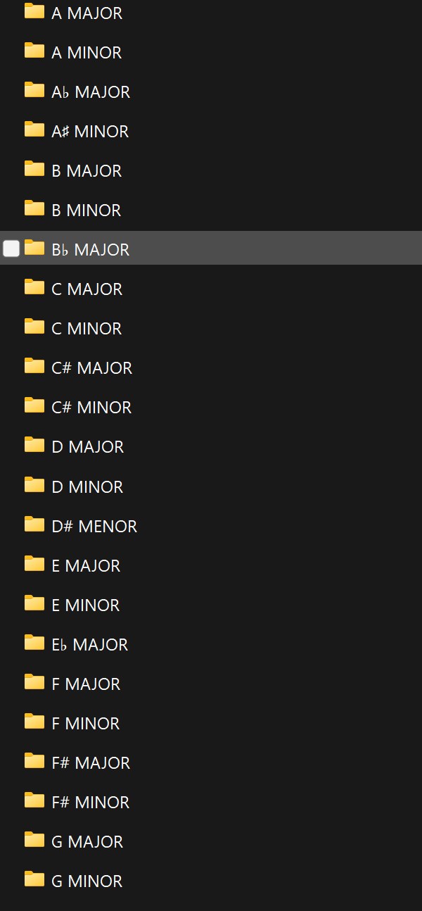 Music library organized by musical key
